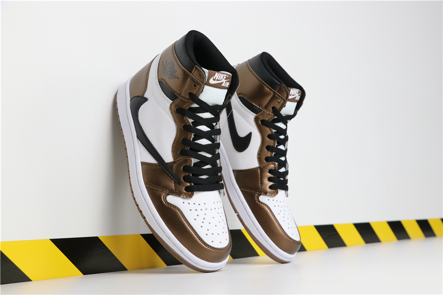 2019 X Air Jordan 1 White Brown Black - Click Image to Close